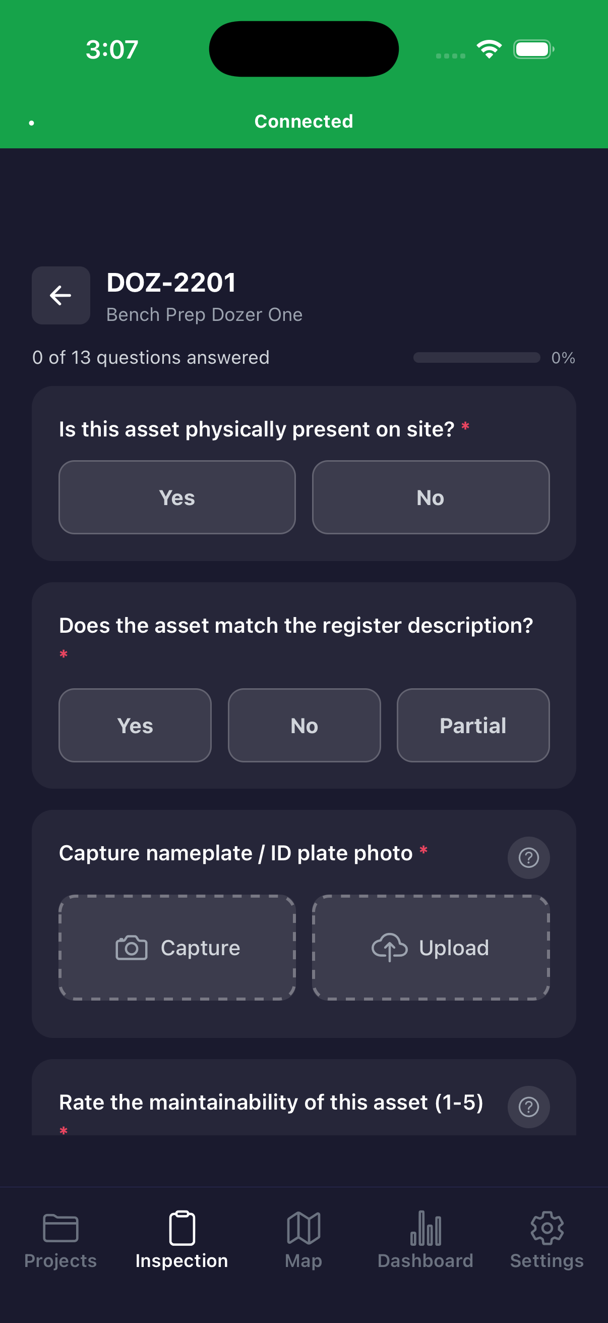 Amplis Inspection generated demo inspection form with synthetic photo evidence